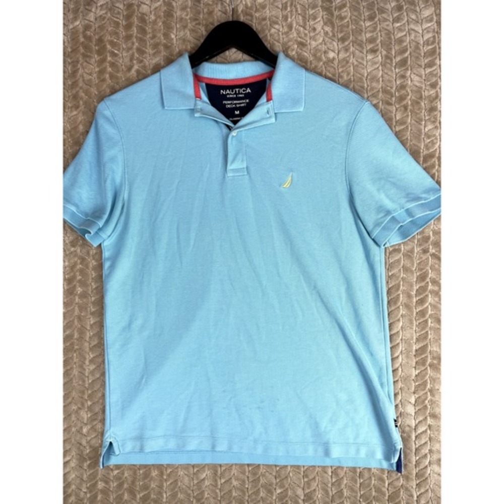 Nautica Performance Deck Shirt Mens Medium Light Blue